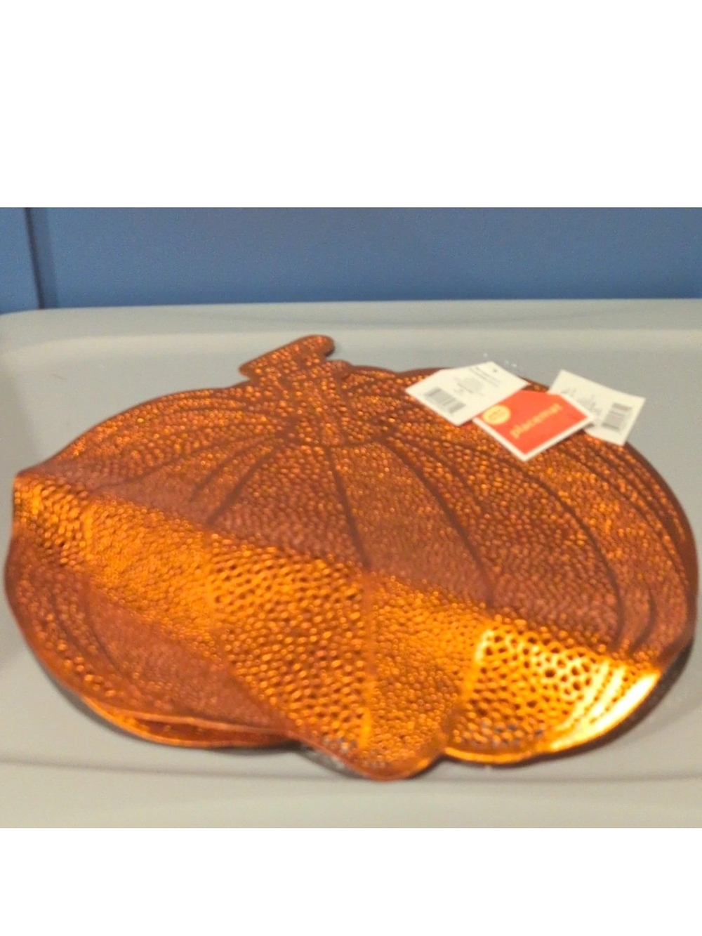 Perfect Harvest Set of 4 Orange Pumpkin Cut-Out PVC Placemats Spot Clean crease